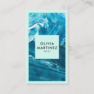 ミントモダングリーン抽象芸術美術ミニマリスト 名刺