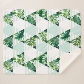 ミントモダングリーン熱帯三角形ジオメトリ シェルパブランケット (正面(横))