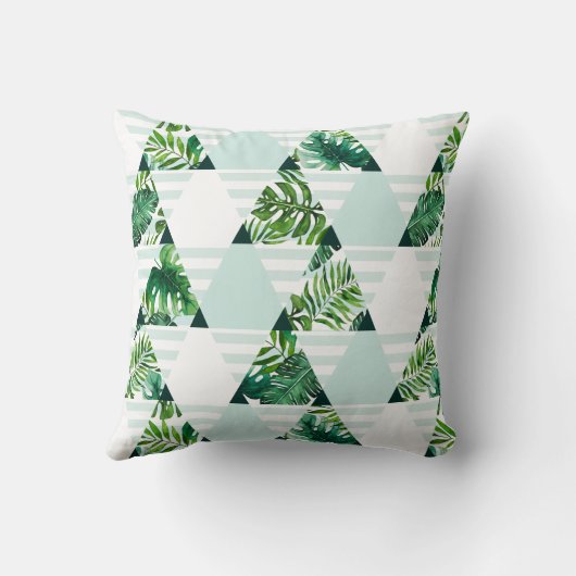ミントモダングリーン熱帯三角形パターン クッション (裏面)
