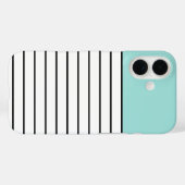 ミントモダングリーン白黒ストライプパターン Case-Mate iPhoneケース (裏面 (横))