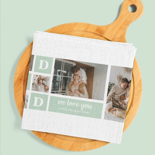 ミントモダンコラージュ写真パパギフ最高のト キッチンタオル