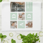 ミントモダンコラージュ写真パパギフ最高のト キッチンタオル (折り畳み)