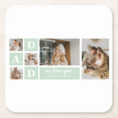 ミントモダンコラージュ写真パパギフ最高のト スクエアペーパーコースター (正面)