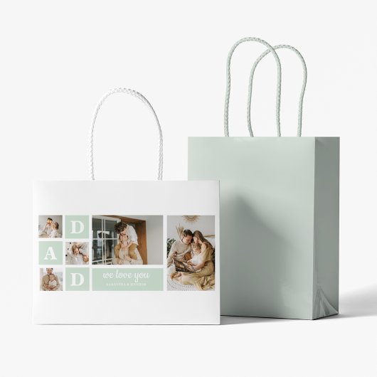 ミントモダンコラージュ写真パパギフ最高のト ラージペーパーバッグ