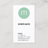 ミントモダンサークルモノグラム美容師 名刺 (正面)
