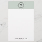 ミントモダンス文モノグラムの具 便箋 (正面)