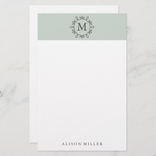 ミントモダンス文モノグラムの具 便箋 (正面/裏面)