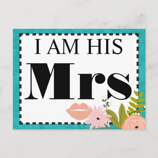 ミントモダンダマスクウェディング招待状 インビテーションポストカード (正面)