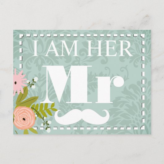 ミントモダンダマスクウェディング招待状 インビテーションポストカード (裏面)