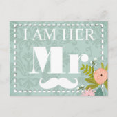 ミントモダンダマスクウェディング招待状 インビテーションポストカード (正面)