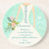 ミントモダンダマスクウェディング招待状 コースター (正面)