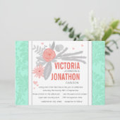 ミントモダンダマスクウェディング招待状 招待状 (スタンド正面)