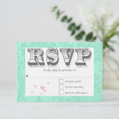 ミントモダンダマスクウェディング招待状 招待状 (スタンド正面)