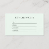 ミントモダンビジネスロゴギフト証明書 名刺 (裏面)