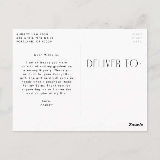 ミントモダンフォト卒業ありがとう ポストカード (裏面)