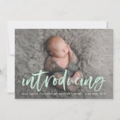 ミントモダンブラシ台本の導入フォト誕生 案内状 (正面)