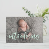 ミントモダンブラシ台本の導入フォト誕生 案内状 (スタンド正面)