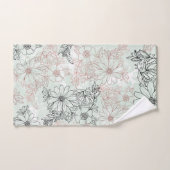 ミントモダンブラックバラ金ゴールドフローラ大理石 バスタオルセット (ハンドタオル)