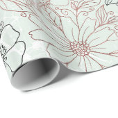 ミントモダンブラックバラ金ゴールドフローラ大理石 ラッピングペーパー (ロールコーナー)