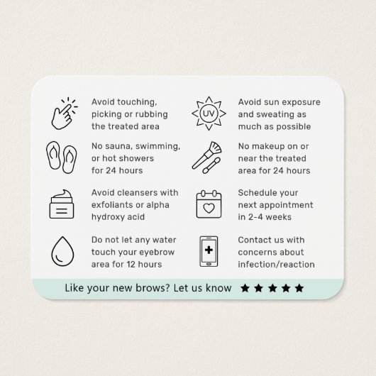 ミントモダンブルーアイブロートアフターケアカード (裏面)