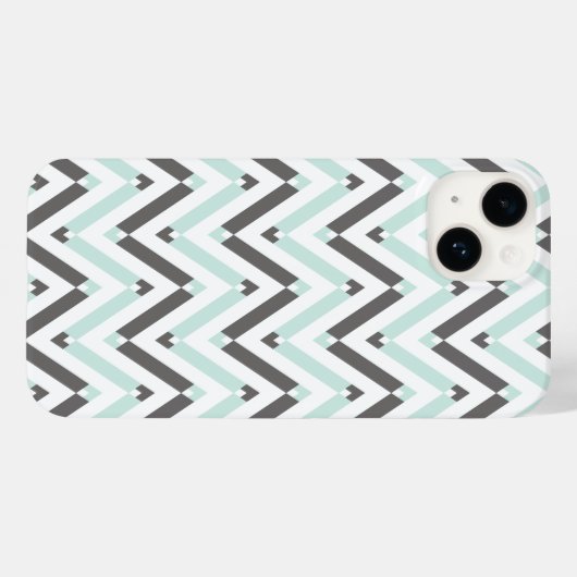 ミントモダンホワイトグレージオメトリックシェブロンデザインCa Case-Mate iPhoneケース (裏面 (横))