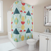 ミントモダンミント幾何学 シャワーカーテン (インサイチュ)