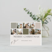 ミントモダンメリークリスマスホリデーポストカード 箔シーズンポストカード (立ち正面)