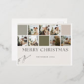 ミントモダンメリークリスマスホリデーポストカード 箔シーズンポストカード (正面/裏面)