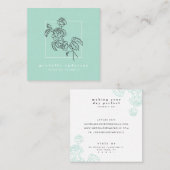 ミントモダンリーグリーン黒バラフラワーメイクアップフローラ スクエア名刺 (正面/裏面)