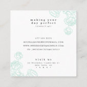 ミントモダンリーグリーン黒バラフラワーメイクアップフローラ スクエア名刺 (裏面)