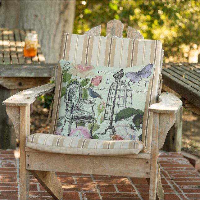 ミントモダンヴィンテージフランスのバラバタフライ アウトドアクッション (椅子)