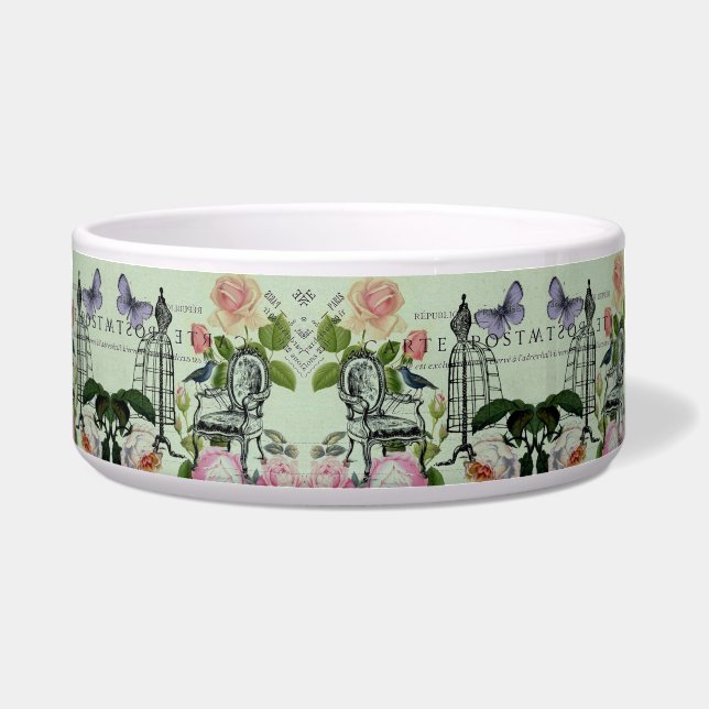 ミントモダンヴィンテージフランスのバラバタフライ ボウル (正面)