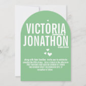 ミントモダン幾何学的パターンタイポグラフィ結婚の 招待状 (正面)