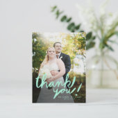 ミントモダン手書写真ありがとうはがき ポストカード (スタンド正面)