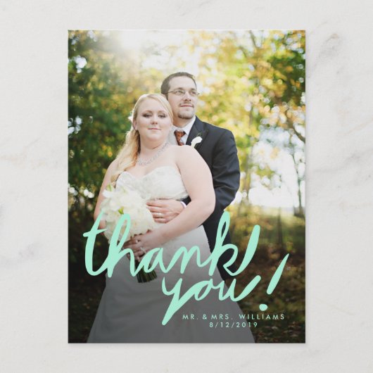 ミントモダン手書写真ありがとうはがき ポストカード (正面)