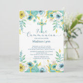 ミントモダン金ゴールドフローラファースト聖餐式 招待状 (スタンド正面)