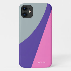 ミントモダン鮮やかパープルとピンクの幾何学的 iPhone 11 ケース