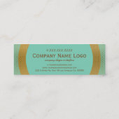 ミントモダン – グリーンと金ゴールドの幾何学的パターン スキニー名刺 (裏面)