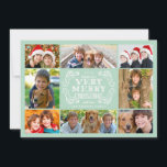 ミントモダン&スワーズコラージホリデーズフォトカード シーズンカード<br><div class="desc">シンプル8の写真の場所とミント緑のグリッドお気に入りのテンプレート。図解入りの、写真付きのとエレガントはモダンデザインとフォントファンシーを渦巻く。「読聖降誕祭お目出度う。」あなたの家族の名前でそれをパーソナライズしなさい。***フォントのフォントもしまたはサイズを変更すると、発表のプリントが変更される可能性があることに注意してください。それはプリントあなたのモニター上で見る方法を見る。私は一度それを注文した後、あなたのカードが表示されない、そしてZazzleは何も編集しない（タイポス、アラインメントなど）。基本紙 | 「IT」ボタカスタマイズンを使用して写真を調整する</div>