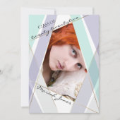 ミントモダン・バイオレット幾何学研究科写真 招待状 (正面)