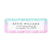 ミントモダン&ピンク《写真》ぼけ味グリッター ラベル (正面)