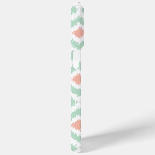 ミントモノグラムのコーラルダイヤモンドイカットパターン Case-Mate iPhoneケース (裏面 / 右)