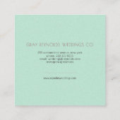 ミントモノグラムウォーターカラーフローラウェディングプランナー スクエア名刺 (裏面)
