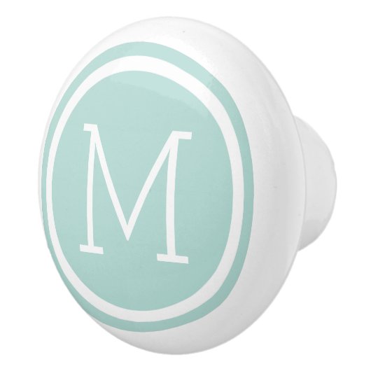 ミントモノグラムパーソナライズされたドロワーノブ セラミックノブ (右)