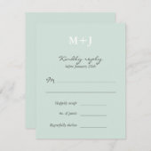 ミントモ素朴ノグラムリースウェディングRSVP返信 出欠カード (正面/裏面)