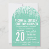 ミントユアフォト紙吹雪モダンタイポグラフィ 招待状 (正面)