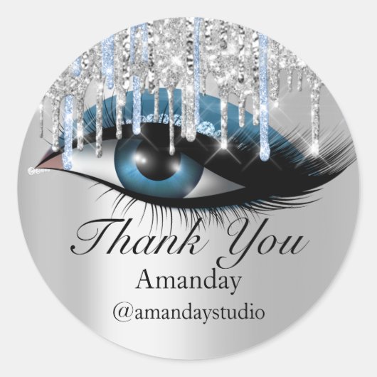 ミントラッシュエクステンション化粧アーティストシルバーブルー ラウンドシール (正面)