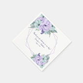 ミントラベンダーパープルウォーター色の牡丹披露宴 スタンダードカクテルナプキン (角)