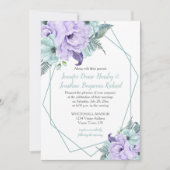 ミントラベンダーパープルジオメトリックウォーター色牡丹 招待状 (正面)