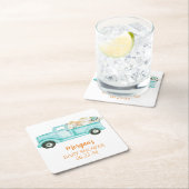 ミントリトルカボチャかわいい赤ちゃんシャワー スクエアペーパーコースター (インサイチュ)